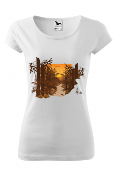 Tricou personalizat Bamboo Forest , pentru femei, alb, 100% bumbac
