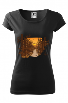Tricou personalizat Bamboo Forest , pentru femei, negru, 100% bumbac