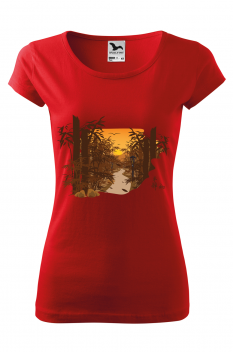 Tricou personalizat Bamboo Forest , pentru femei, rosu, 100% bumbac