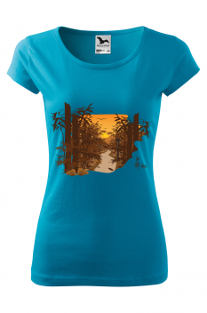 Tricou personalizat Bamboo Forest , pentru femei, turcoaz, 100% bumbac