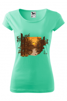 Tricou personalizat Bamboo Forest , pentru femei, verde menta, 100% bumbac