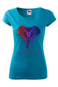 Tricou personalizat Elephant , pentru femei, turcoaz, 100% bumbac